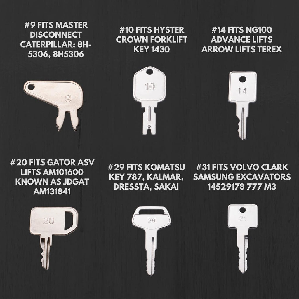 WAH LIN PARTS 22 Premium Heavy Equipment Key Sets for Caterpillar, Komatsu, Kubota H835