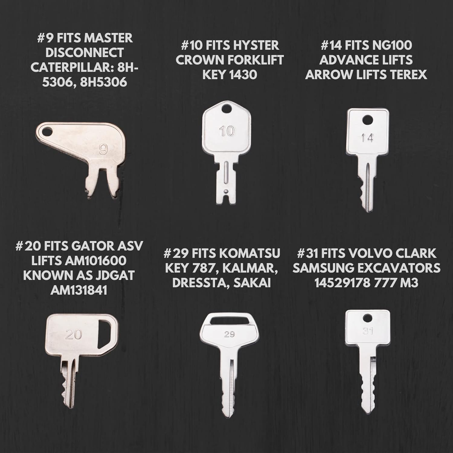 WAH LIN PARTS 22 Premium Heavy Equipment Key Sets for Caterpillar, Komatsu, Kubota H835