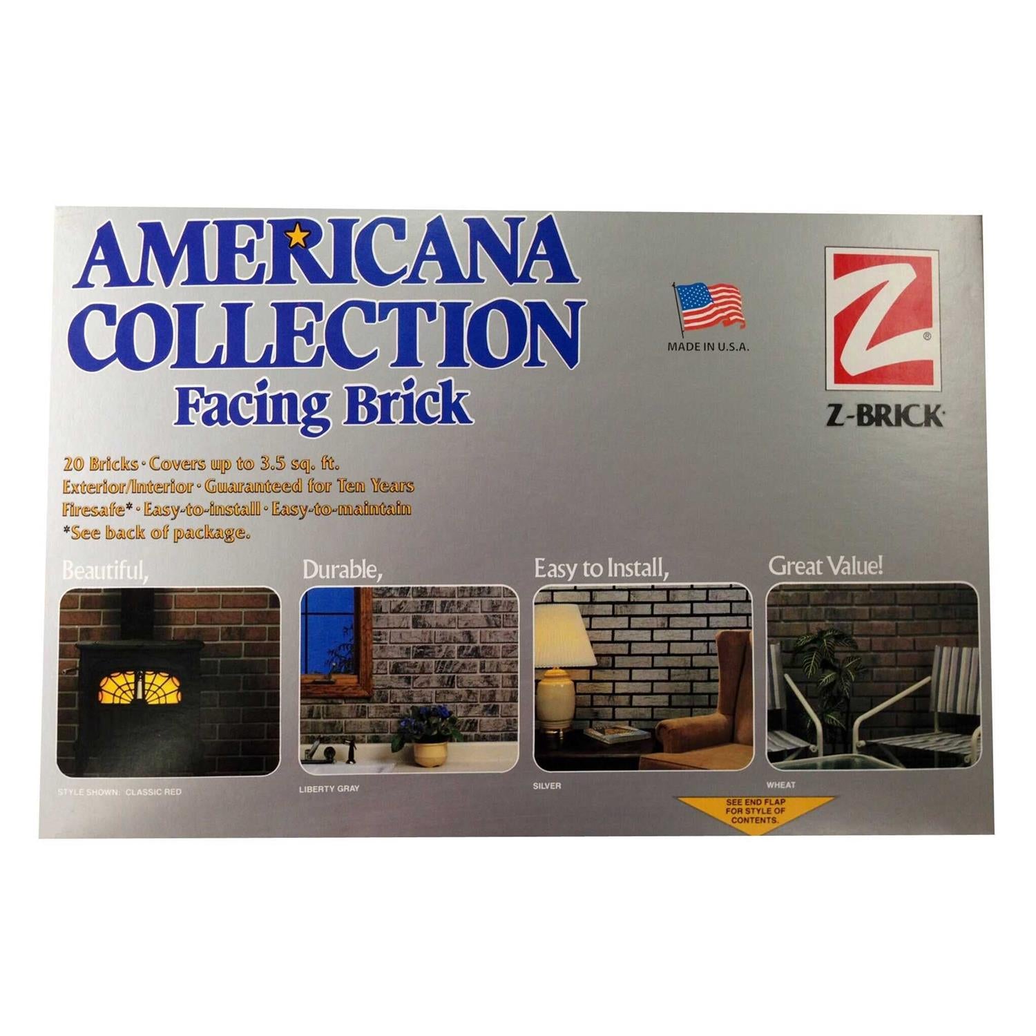 Z-Brick 8 in. x 2.25 in. x 0.44 in. Concrete Thin Brick Veneer Classic Red I4548