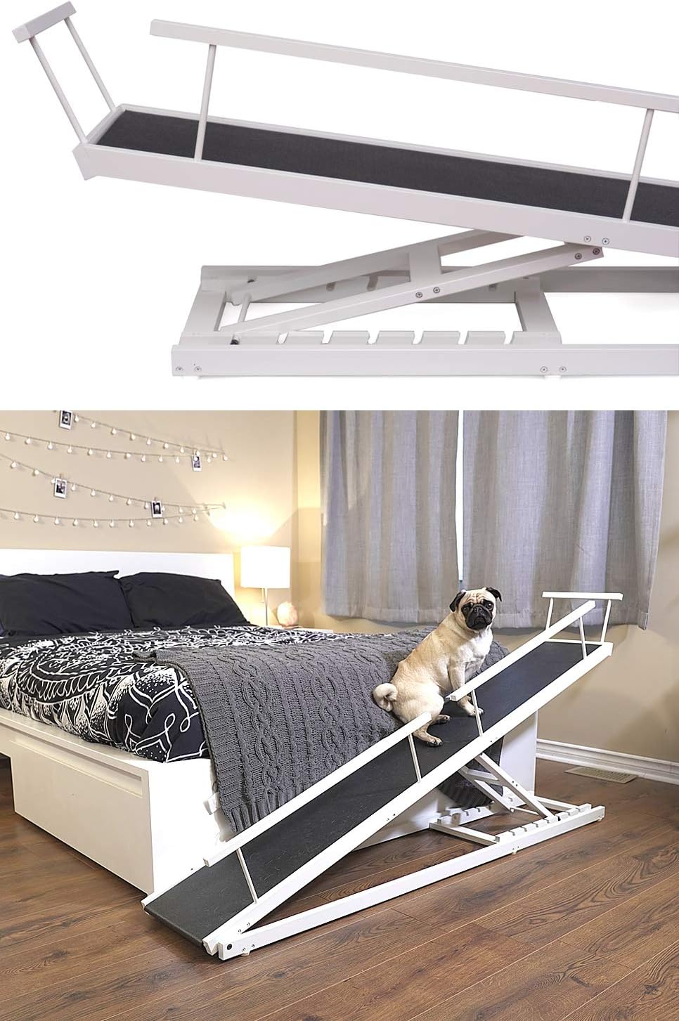 DoggoRamps Bed Ramp for Small Dogs, Adjustable up to 37", Solid Hardwood L3375