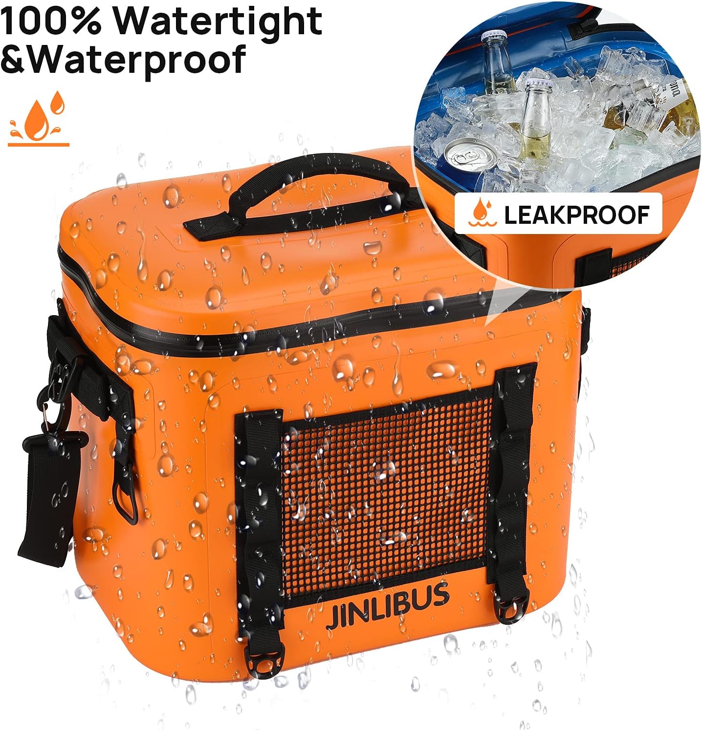 Soft Cooler Bag Leak Proof Insulated Portable 30 Can Orange W886