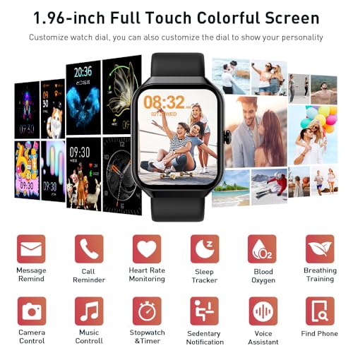 Smart Watch 1.96 HD Fitness Tracker with Heart Rate Monitor for Men Women X2198