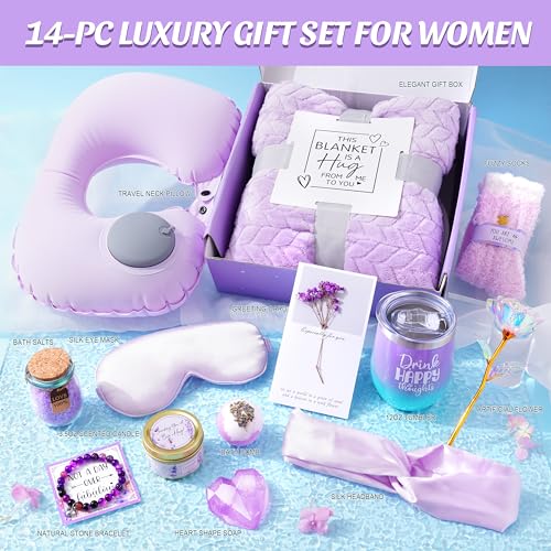 LUCOTIYA Self Care Gift Basket with Blanket for Women B366271
