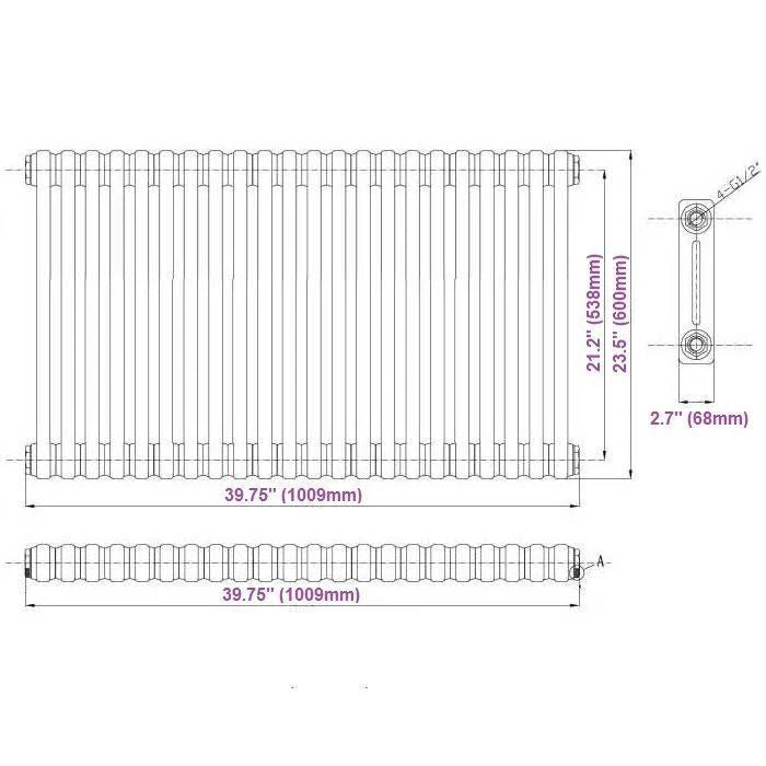 Traditional Column Radiator, Cast Iron Style, White Finish A810211