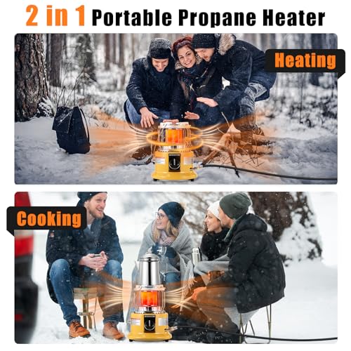 2 in 1 Propane Heater & Stove, 13000 BTU Portable Indoor with Handle H434