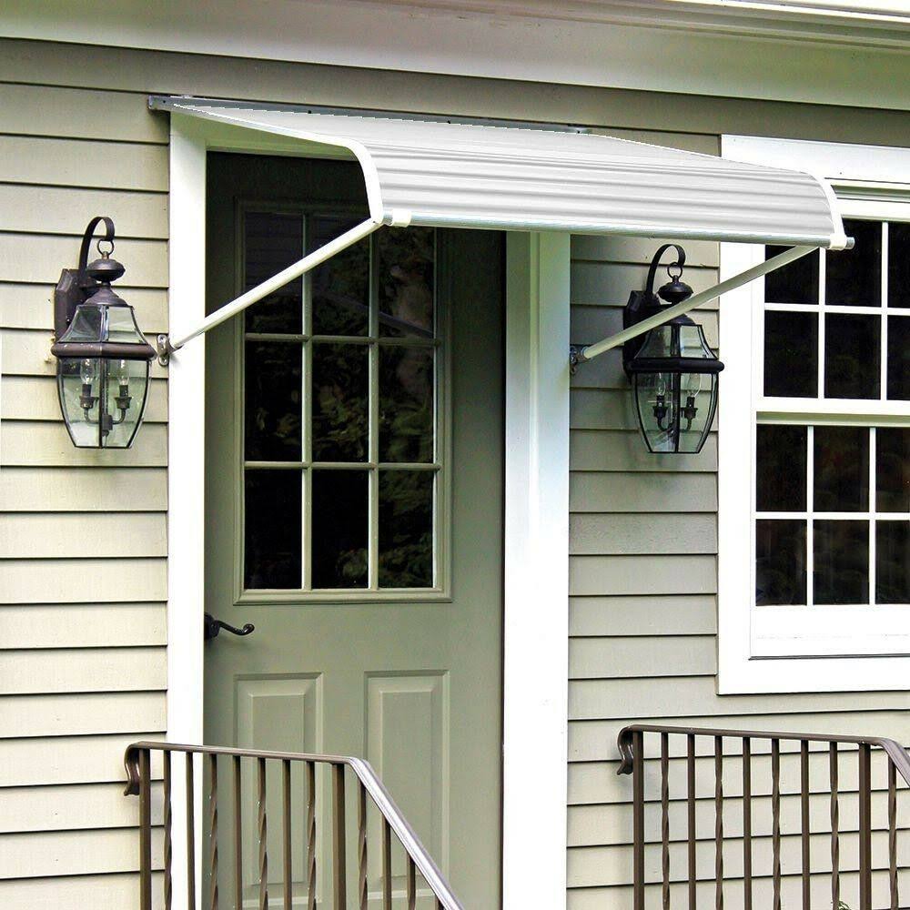 NuImage Awnings 5 ft. 1100 Series Door Canopy Aluminum Awning in White P838