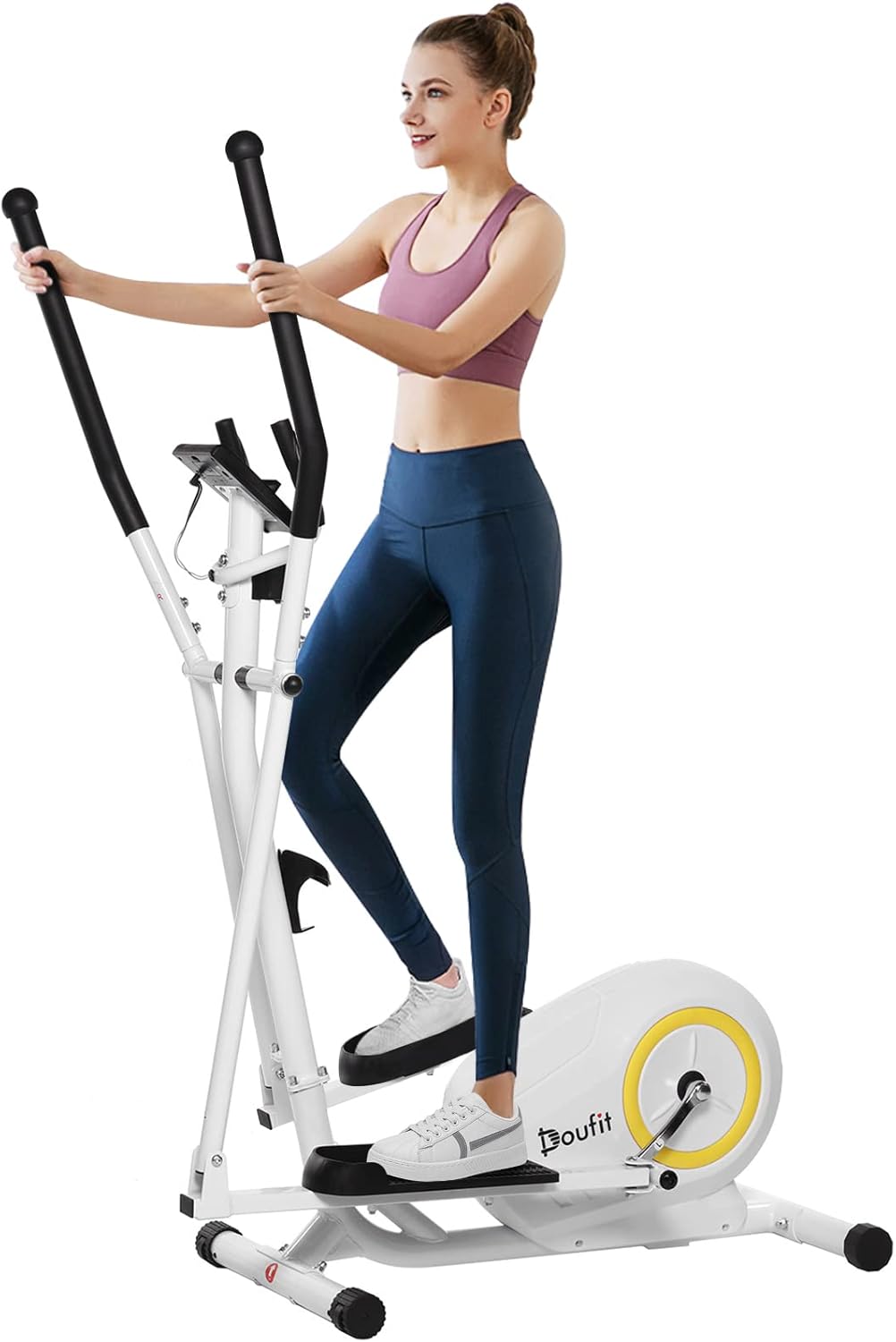 Doufit Elliptical Machine for Home Use, Eliptical Exercise Machine for Indoor Fitness Gym Workout, Adjustable Magnetic Elliptical Cross Trainer with LCD Monitor and Pulse Sensors