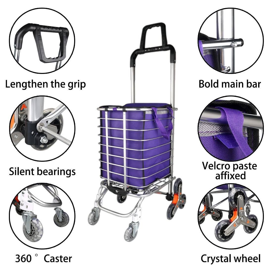 Unique Bargains Stair Climber Folding Shopping Cart with Swivel Wheel Z365488