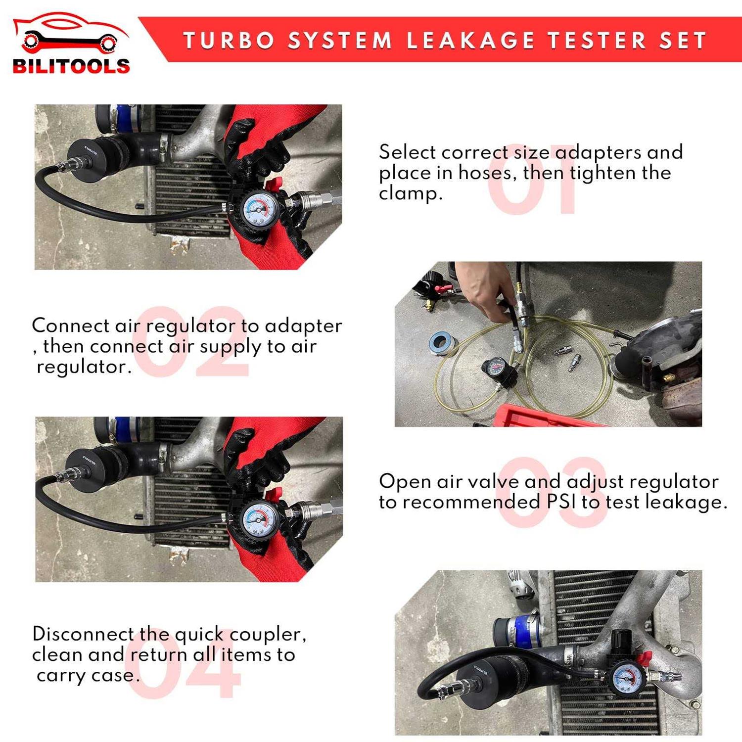 BILITOOLS 9-Piece Turbo System Leakage Tester Set O67734
