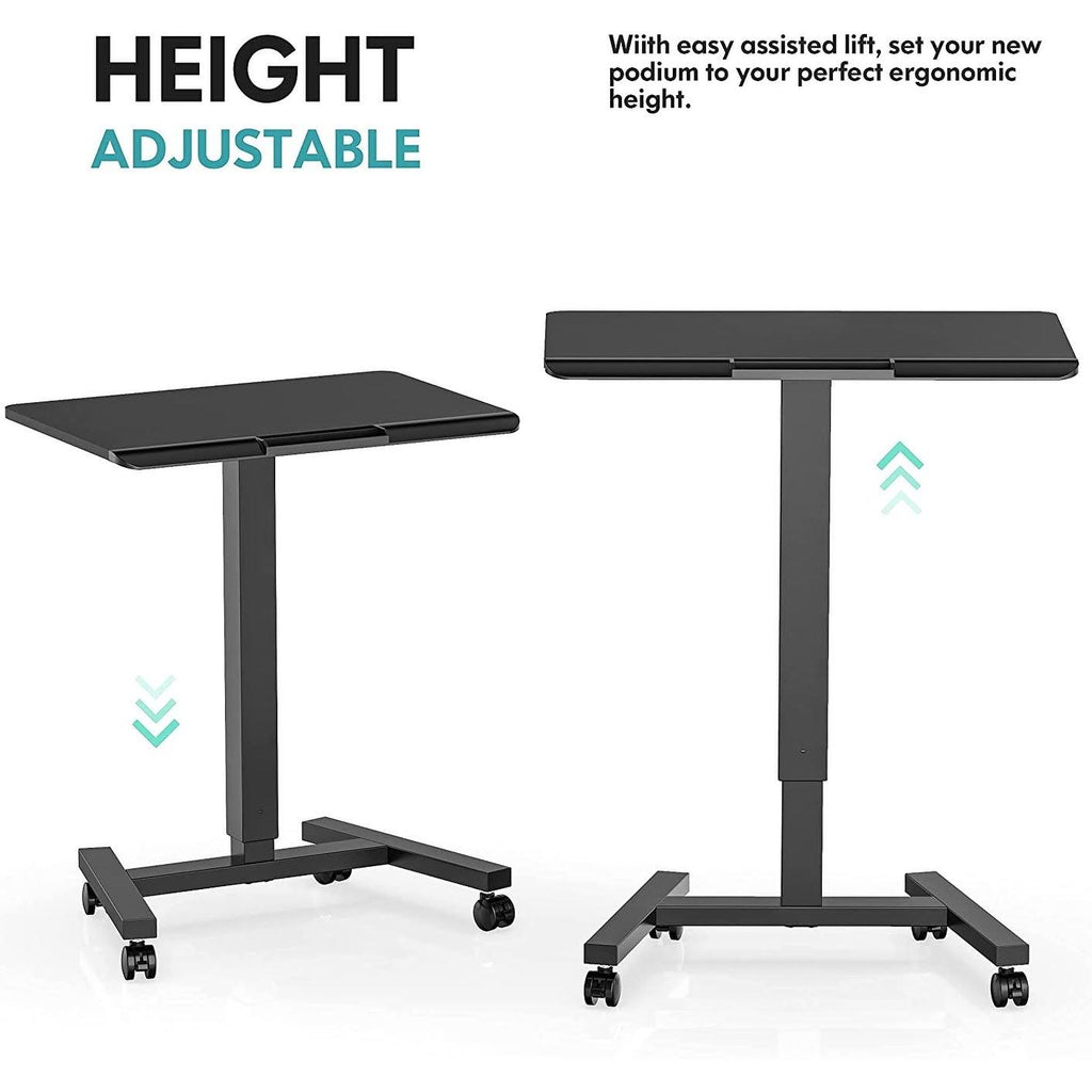 Adjustable Height Mobile Laptop Desk Cart, Black U692