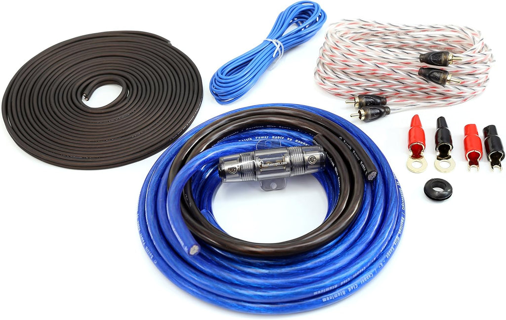 KnuKonceptz Bassik 4 Gauge Complete Amplifier Installation Amp Wiring Kit with RCA