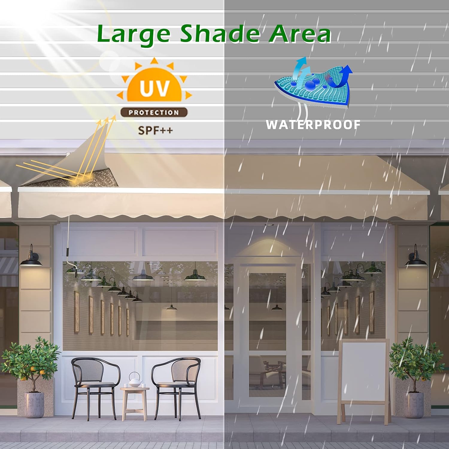 AECOJOY 13'×8' Retractable Patio Awning with Manual Crank Handle, Beige B77127