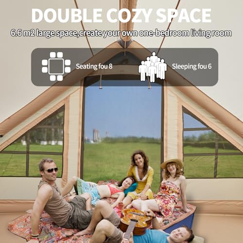 Inflatable Tent with Pump for 4-6 Person Camping, Waterproof Instant Setup E80331