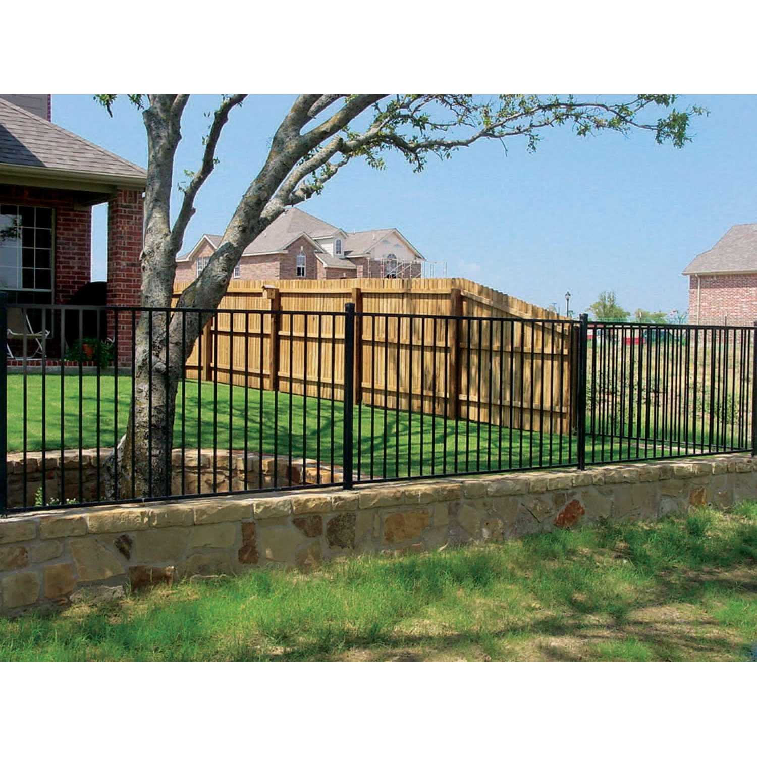 Monroe 5-ft H x 8-ft W Black Steel Decorative Fence Panel S93469