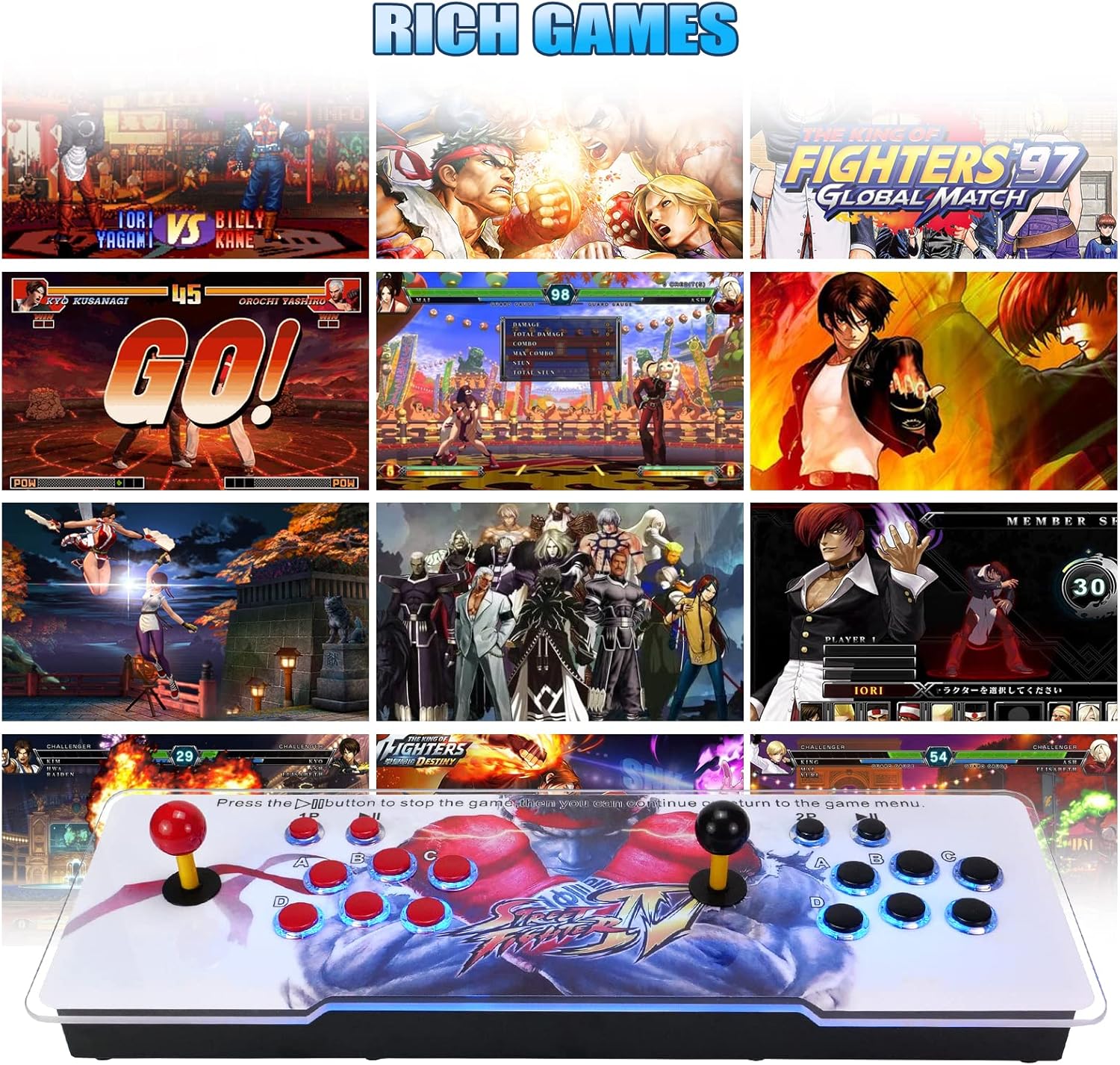 3D Arcade Game Console with 3800 Games, Red and White B3757