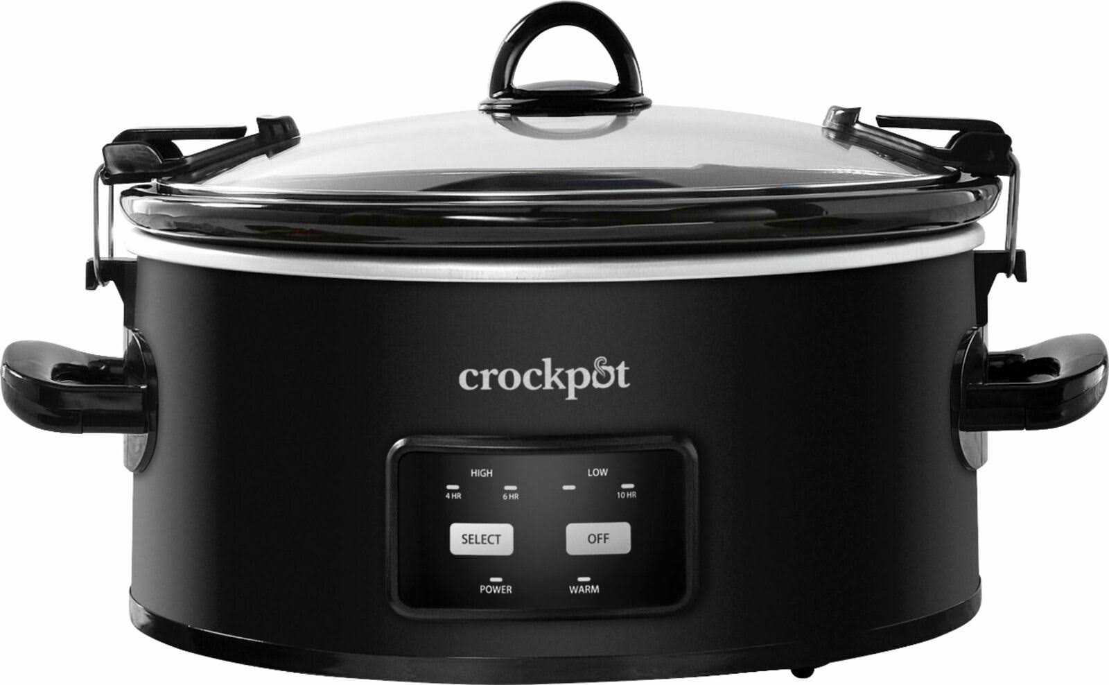 Crock-pot - Cook u0026 Carry Programmable 6-Quart Slow Cooker - Matte Black