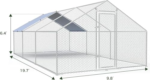 Large Metal Chicken Coop Walk-in Poultry Cage with Waterproof Cover D237341