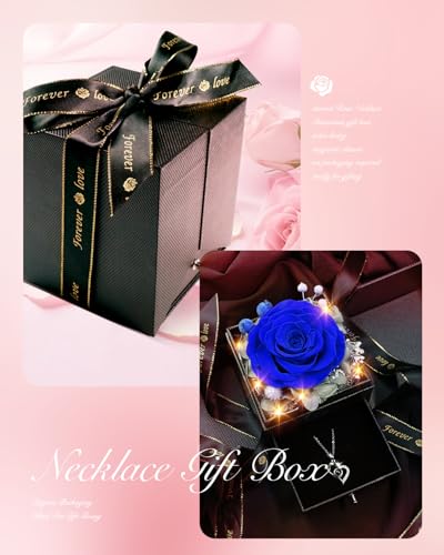 Preserved Real Rose Heart Necklace for Mom Women N8481