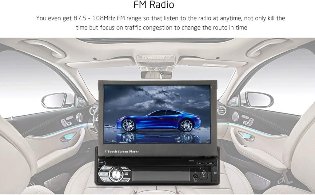 CarThree 7 Inch Single Din Car Stereo Touch Screen with Bluetooth and Backup Camera Support U39352