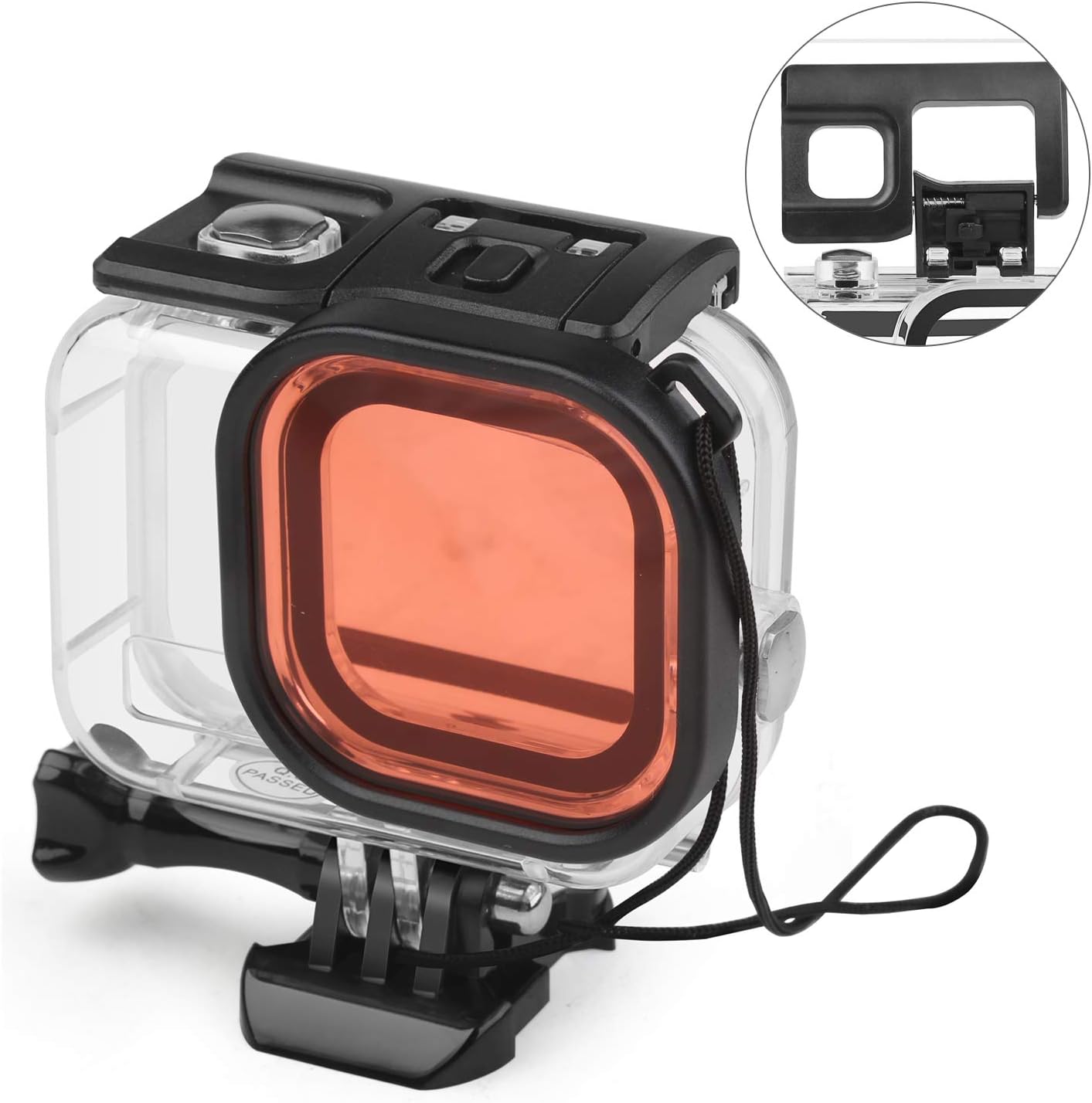 D&F Dual Handles Dome Port for GoPro Hero 8 Black, 45m Waterproof Housing M9459