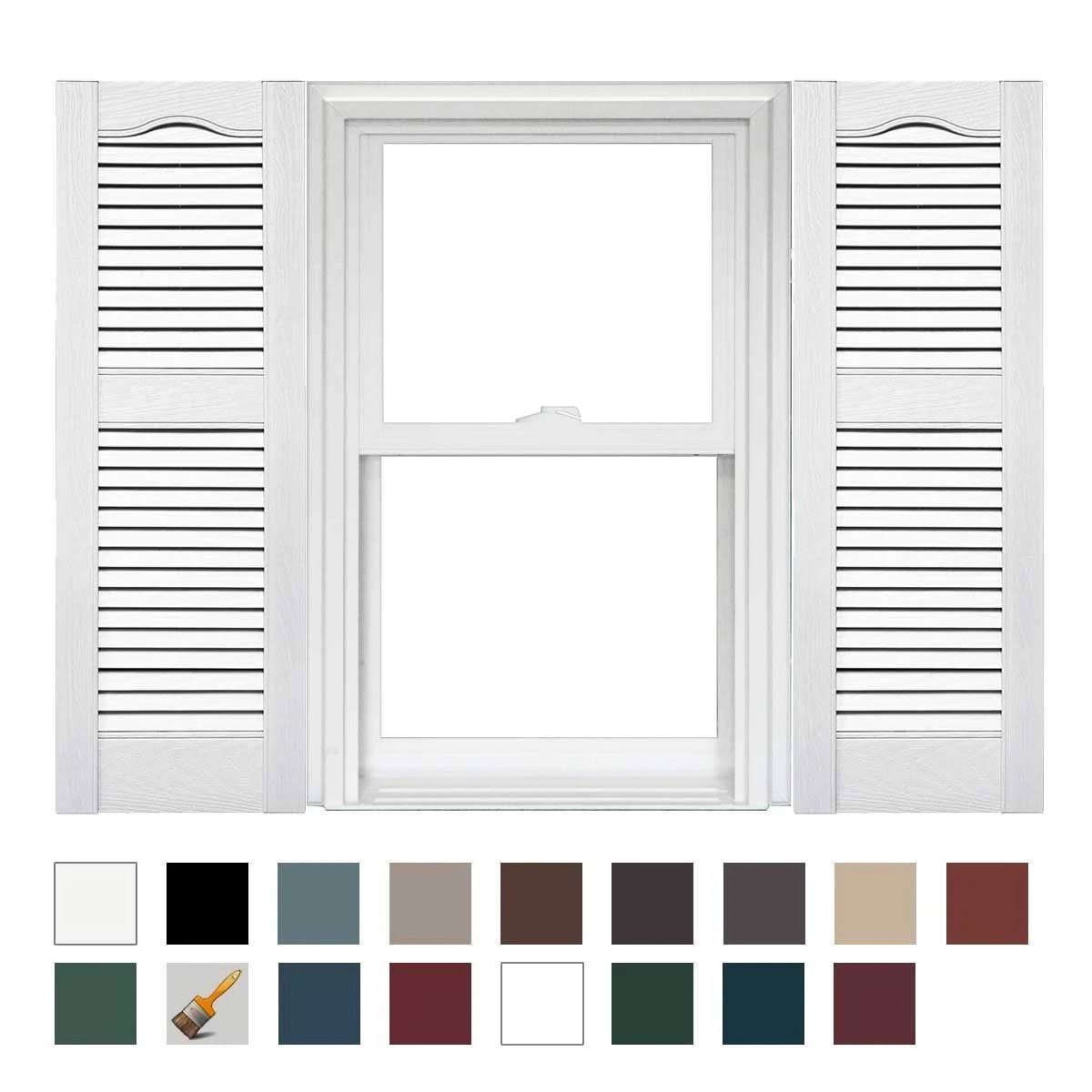 Mid America Open Louver Vinyl Shutters (1 Pair) - 14.5 x 48 001 White