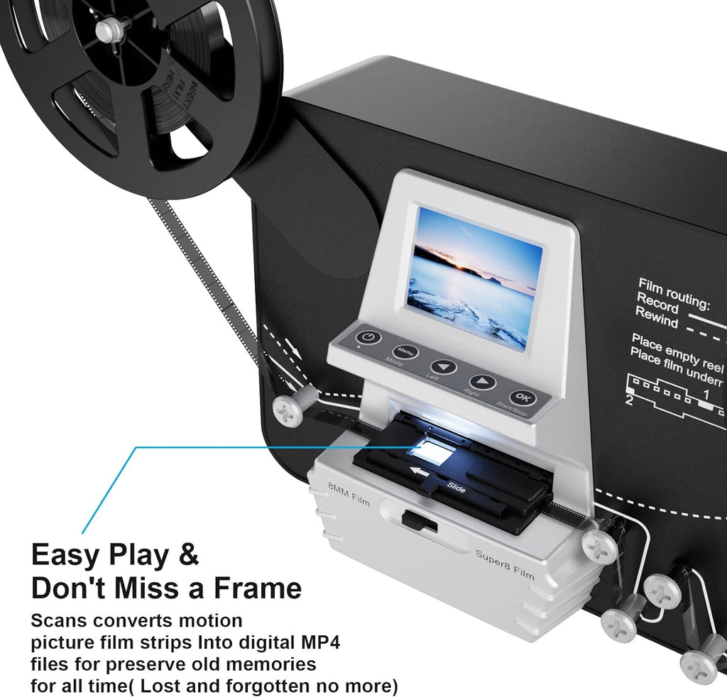 8mm & Super 8 Reels to Digital Film Scanner Converter with 2.4" Screen R94215