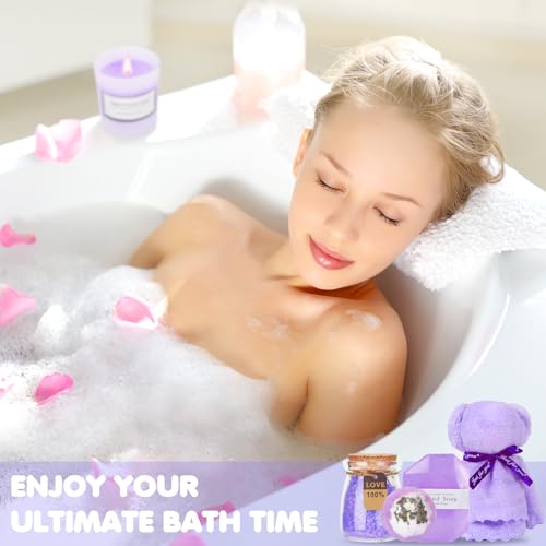 Relaxing Spa Gifts Care Package with Luxury Flannel Blanket and Light-Up Rose V553
