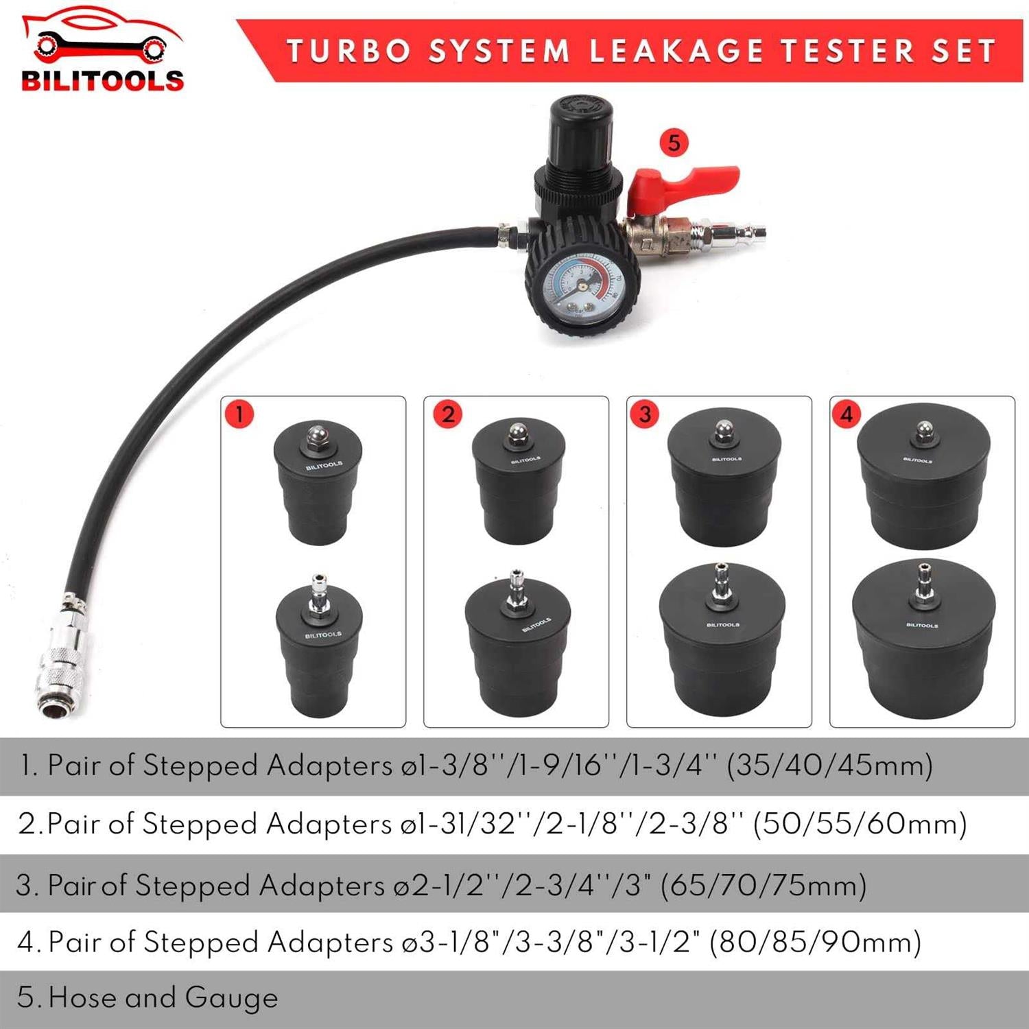 BILITOOLS 9-Piece Turbo System Leakage Tester Set O67734