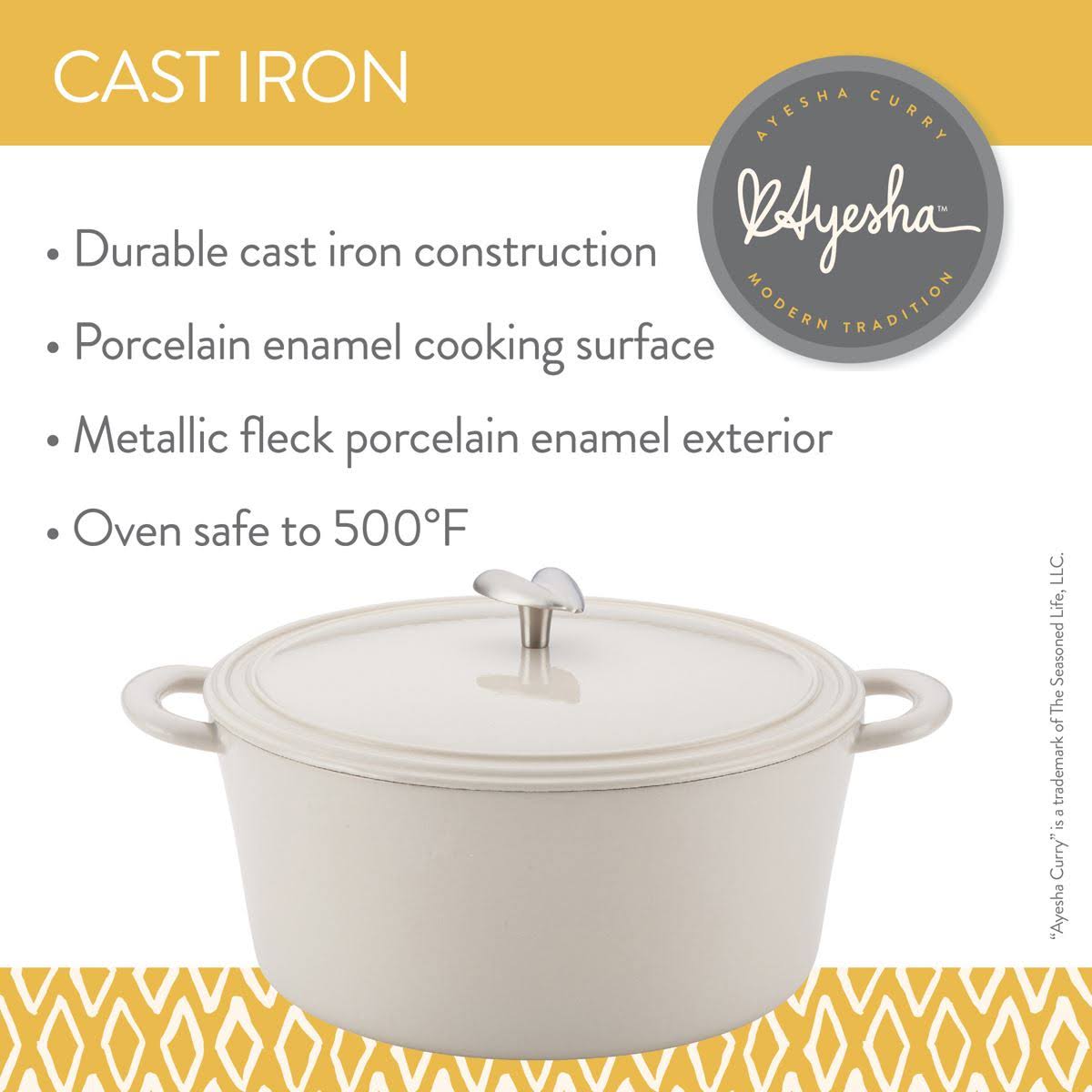 Ayesha Curry 6-Quart Cast Iron Enamel Dutch Oven French Vanilla Y209454