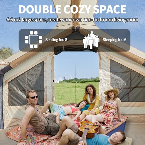 Inflatable Tent with Pump for 4-6 Person Camping, Waterproof Instant Setup E80331