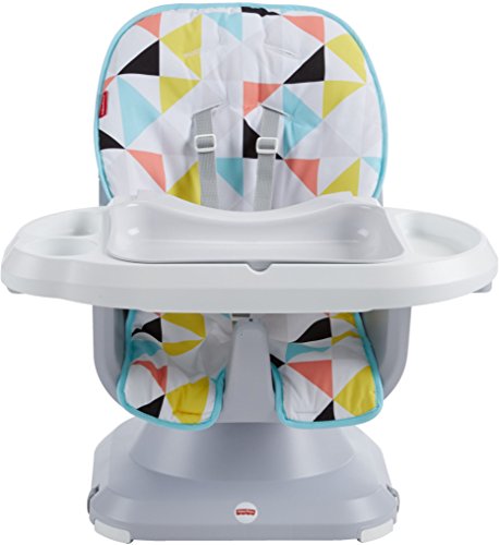 Fisher-Price Baby to Toddler High Chair SpaceSaver Portable Booster Seat with Washable Tray, Windmill E548