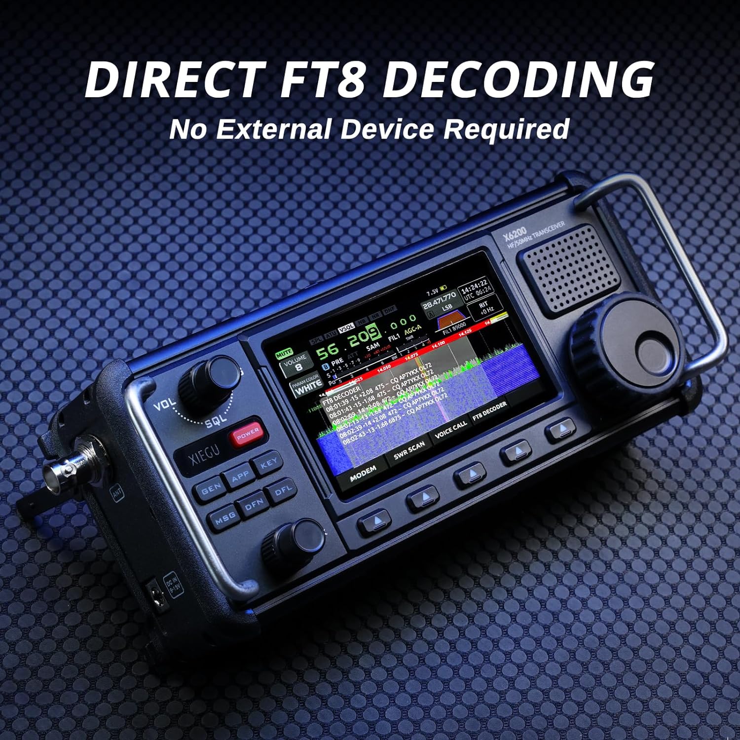 Xiegu X6200 HF Radio Transceiver, Portable with RF Direct Sampling, 3200mAh Battery U9767