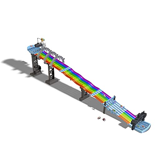 Hot Wheels Mario Kart Rainbow Road Raceway 8-Foot Track Set with Lights & Sounds & 2 Vehicles D8312
