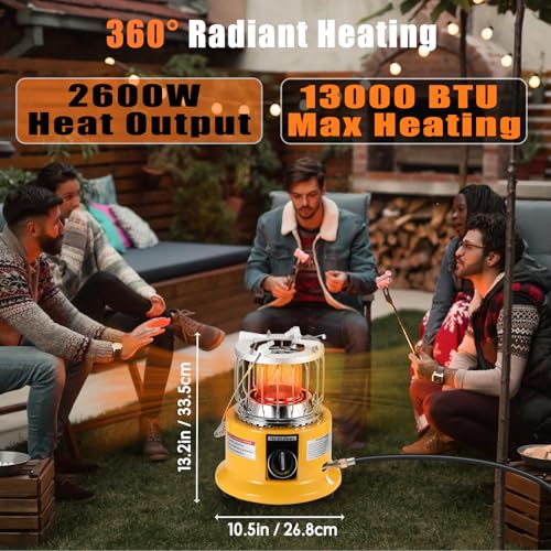 2 in 1 Propane Heater & Stove, 13000 BTU Portable Indoor with Handle H434