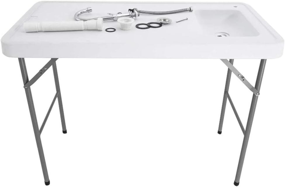 PMSW FCT01 Portable Folding Fishing Cleaning Table with Sink, White M651418