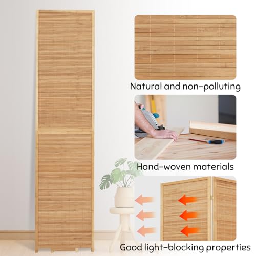 Bamboo Room Divider Folding Privacy Screen 4 Panel Brown R433280