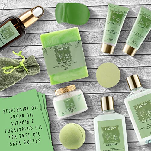 Tea Tree Bath Set with Mint Fragrance - 15 pc Relaxation Gift Basket V915610