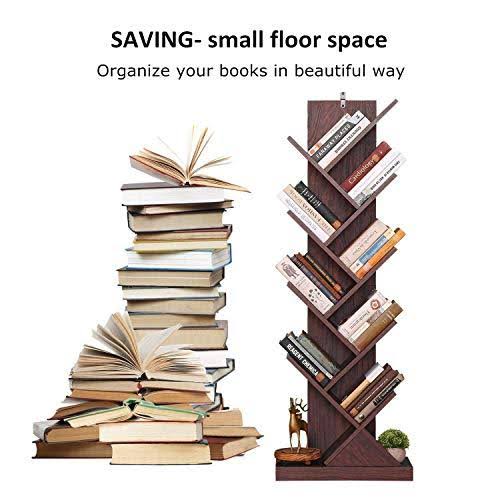 Bathwa Tree Bookshelf, 9-Shelf Wood Bookcase for Living Room Home Office O589440
