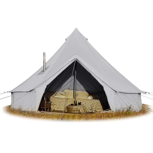 Cotton Canvas Bell Tent Waterproof 4 Season Camping Yurt for 4/6/8 Person A8612