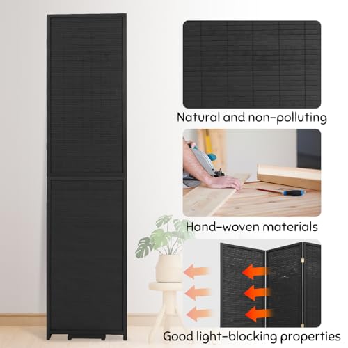 Bamboo Room Divider Folding Privacy Screen 4 Panel Brown R433280