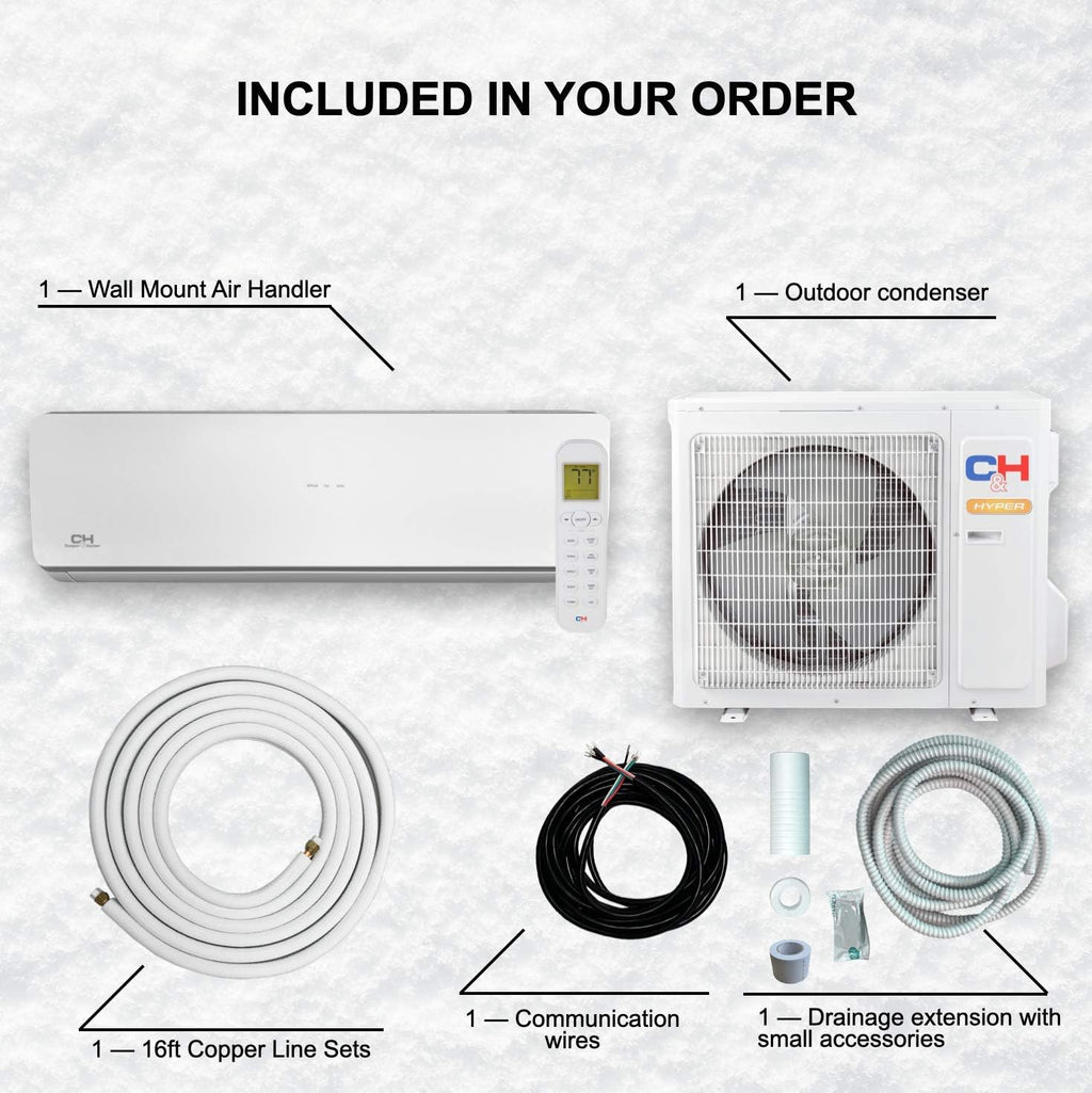 Hyper Heat 9,000 BTU Ductless Mini-Split Air Conditioner Heat Pump V321485