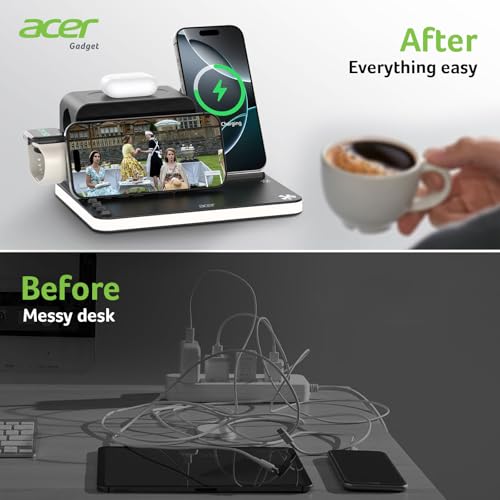 acer 7-in-1 Wireless Charging Station with Night Light and Time Display U851