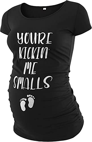 Pack of 3 Maternity Shirts for Women Cute Funny Graphic Ruched Sides Tops J532