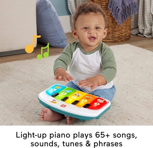 Fisher-Price Portable Baby Chair, Pink Kick & Play Deluxe Sit-Me-Up Seat with Piano Toy & Snack Tray O7962