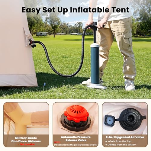 Inflatable Camping Tent with Hand Pump, Waterproof Oxford, 4-6 Person P40923