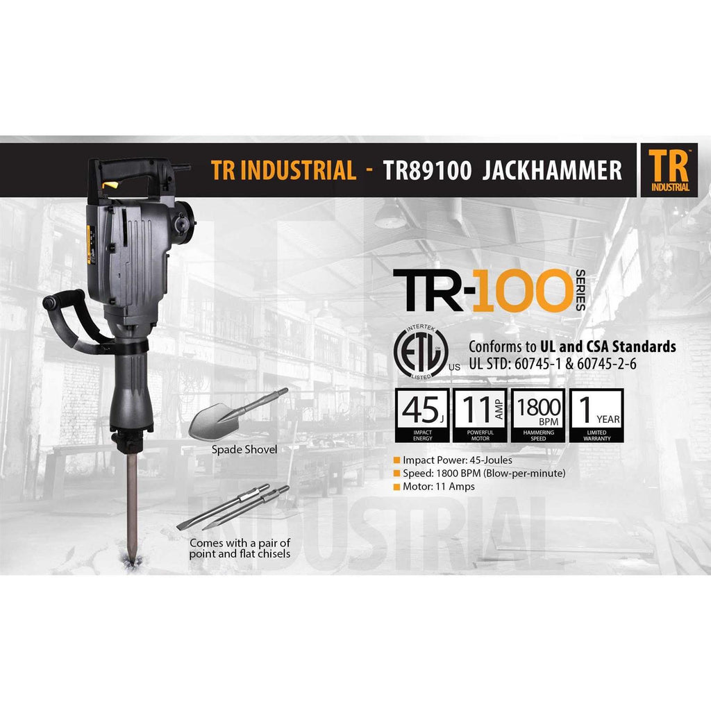 TR Industrial 11 Amp 31 lbs. Demolition Jack Hammer with Chisels Q859