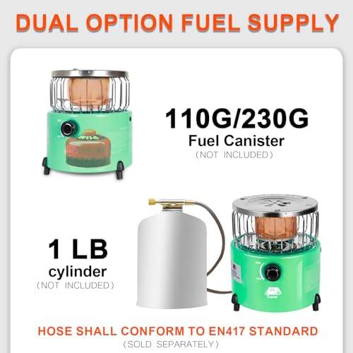 Caynel 2 in 1 Portable Propane Heater and Stove for Outdoor Camping, Orange Z83517