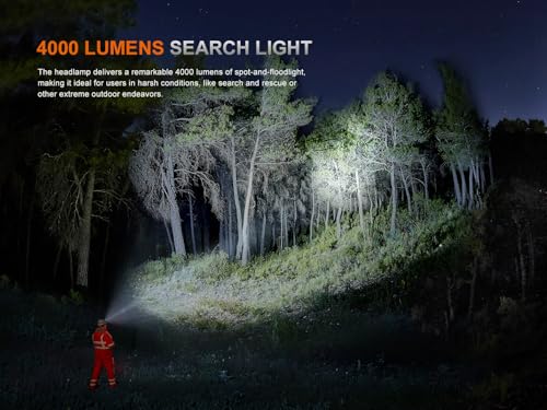 Fenix HP35R 4000 Lumen USB-C Rechargeable Headlamp with Spotlight and Red Light F265847