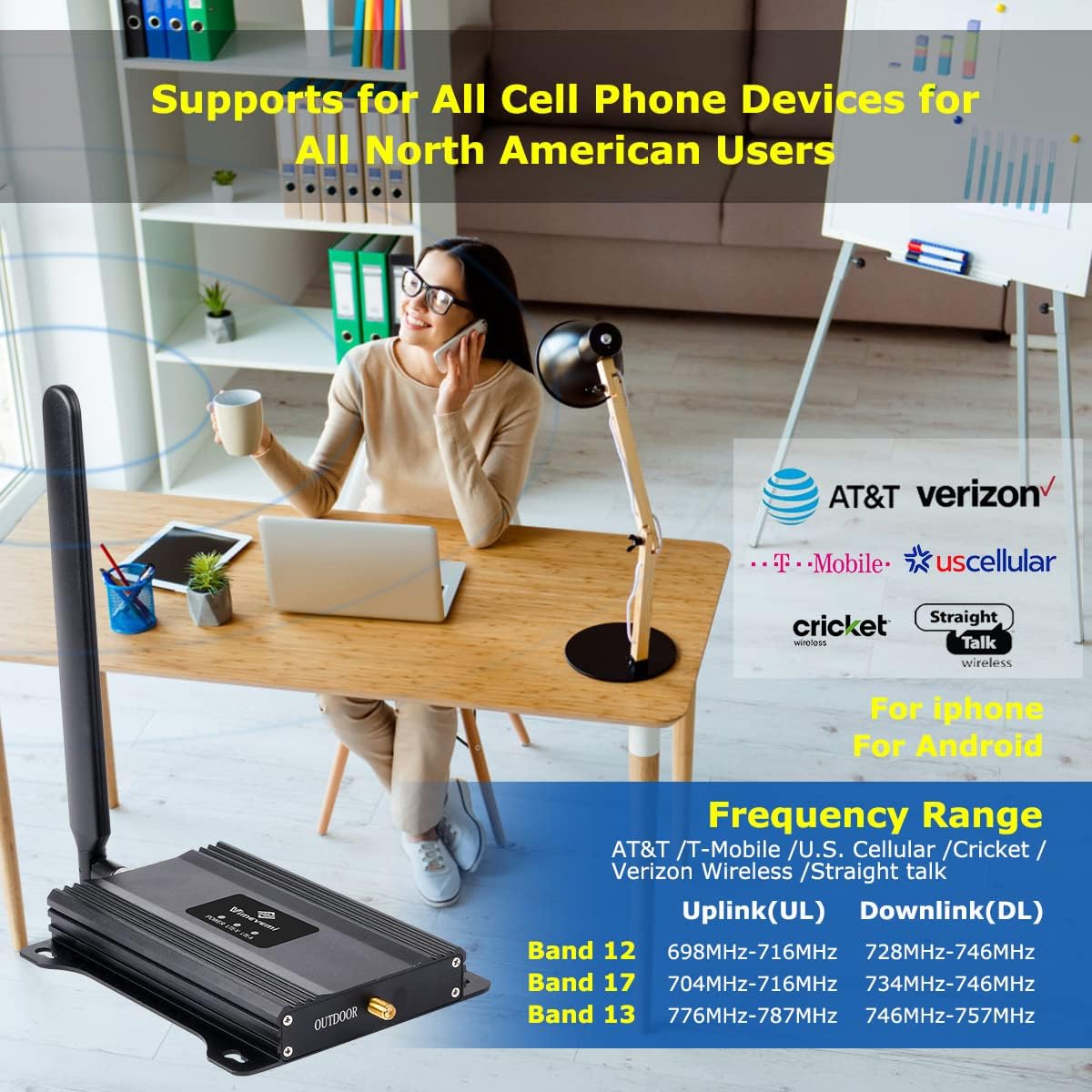Verizon T-Mobile AT&T 4G LTE 5G Cell Phone Signal Booster for Home W928900