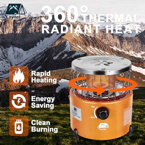 Caynel 2 in 1 Portable Propane Heater and Stove for Outdoor Camping, Orange Z83517